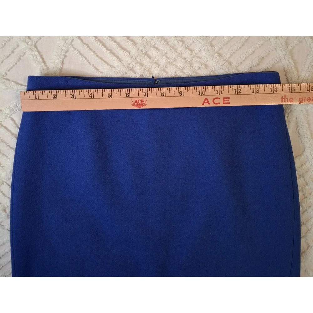 J.Crew‎ Womens 2 Pencil Skirt Cobalt Blue Wool Blend Knee Length Career Solid